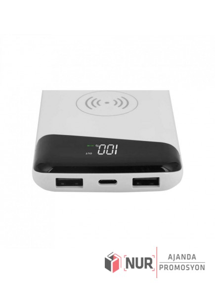 Kablosuz Şarj Özellikli 10000 mAh Dijital Göstergeli Powerbank