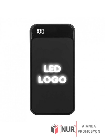 Işıklı Led Baskı Alanlı 10000 mAh Dijital Göstergeli Powerbank