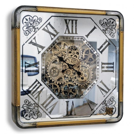 Çarklı Duvar Saati – 60x60 cm Mekanizmalı Dekoratif Saat 17B028